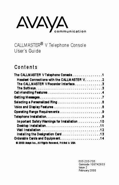 Avaya Cordless Telephone Callmaster V-page_pdf